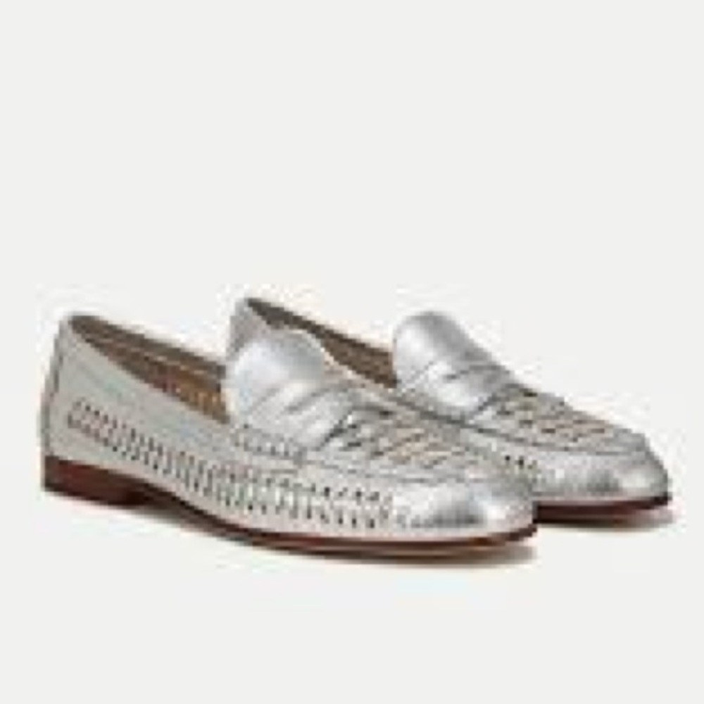 Veronica Beard Metallic Silver Loafers